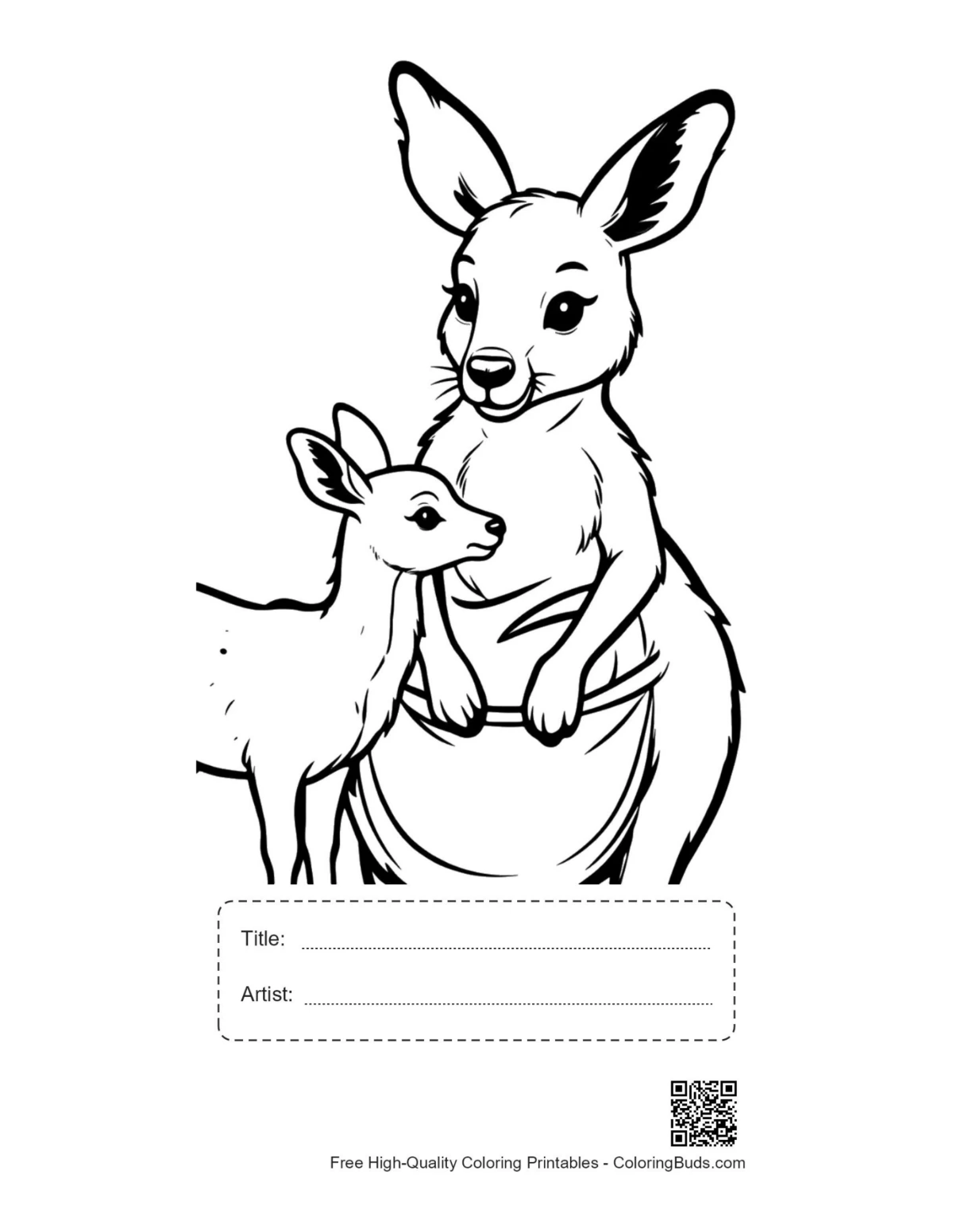 Printable kangaroo joey in pouch with title box