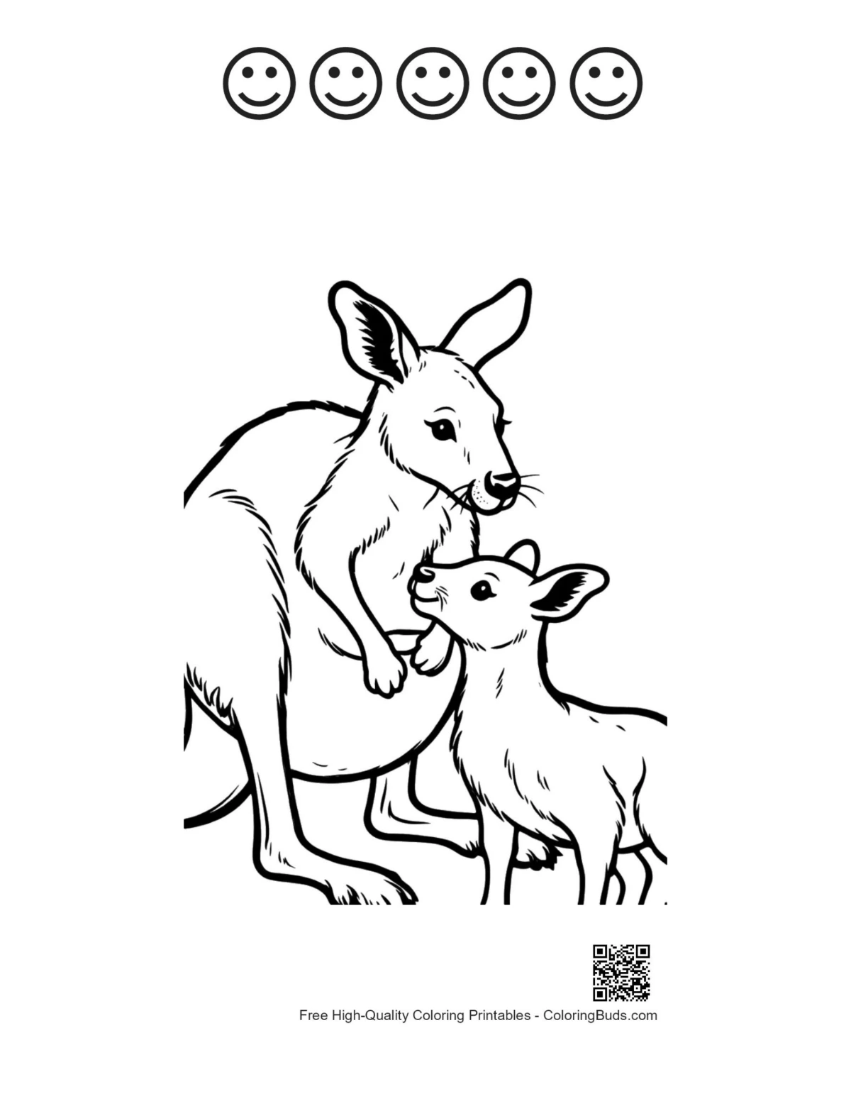 Kangaroo pouch printable with 5 happy faces