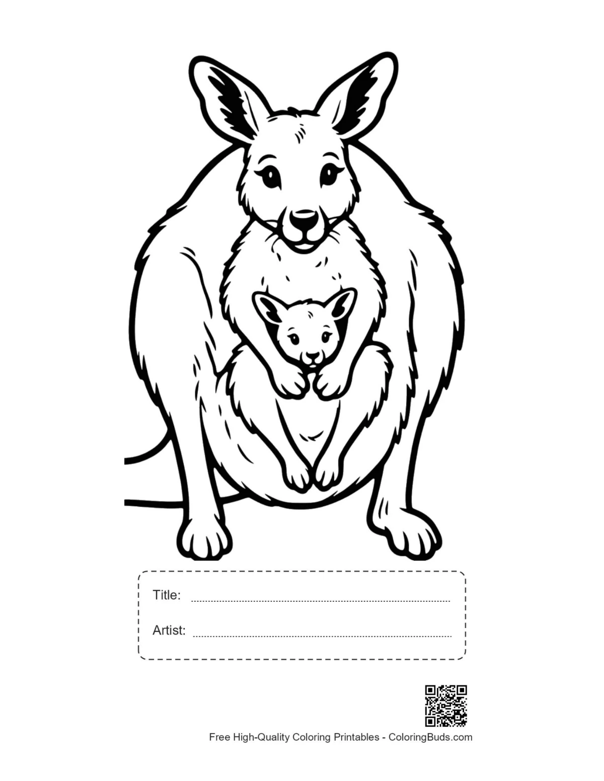 Printable kangaroo sheet with title box