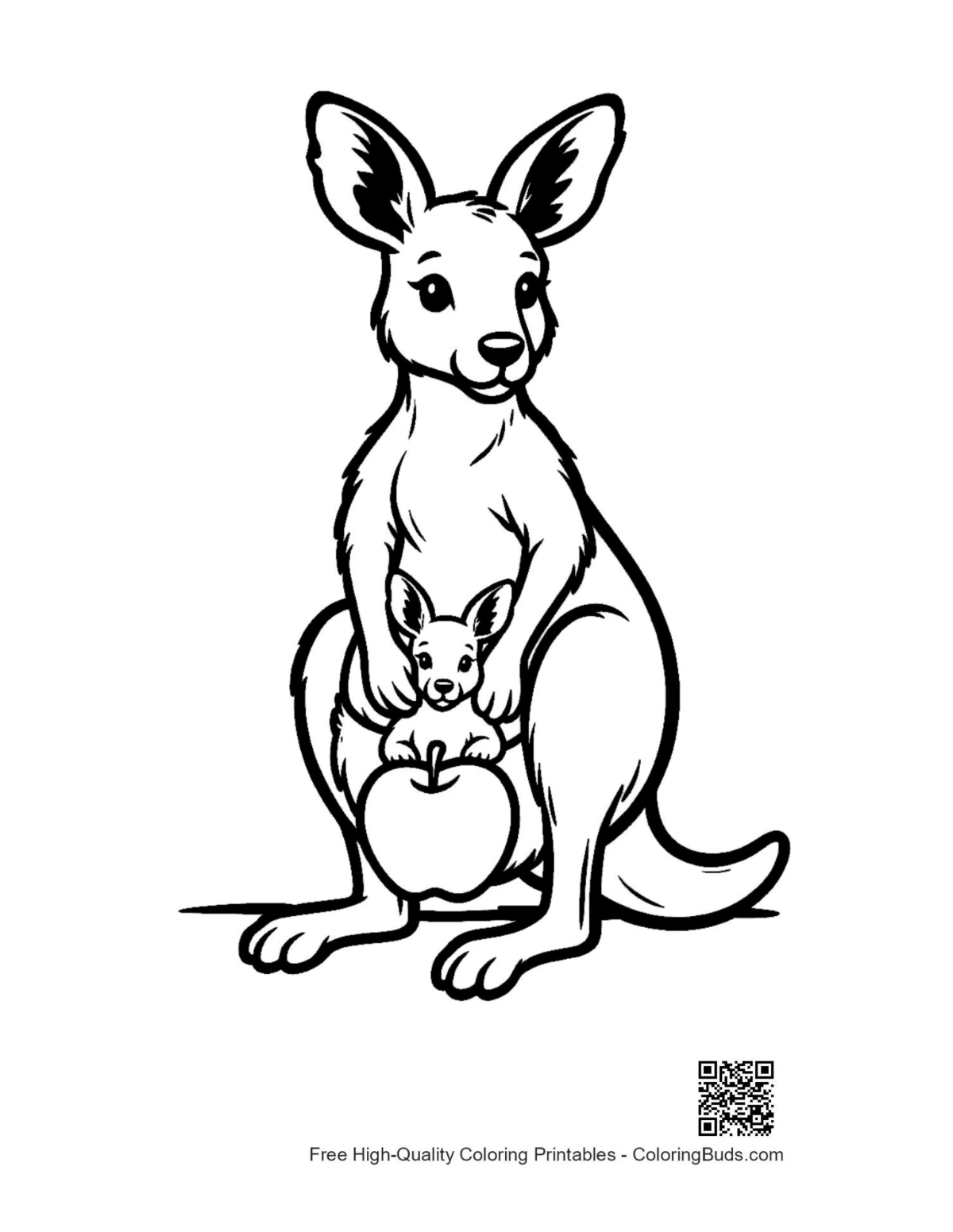 Cute joey in pouch printable coloring page
