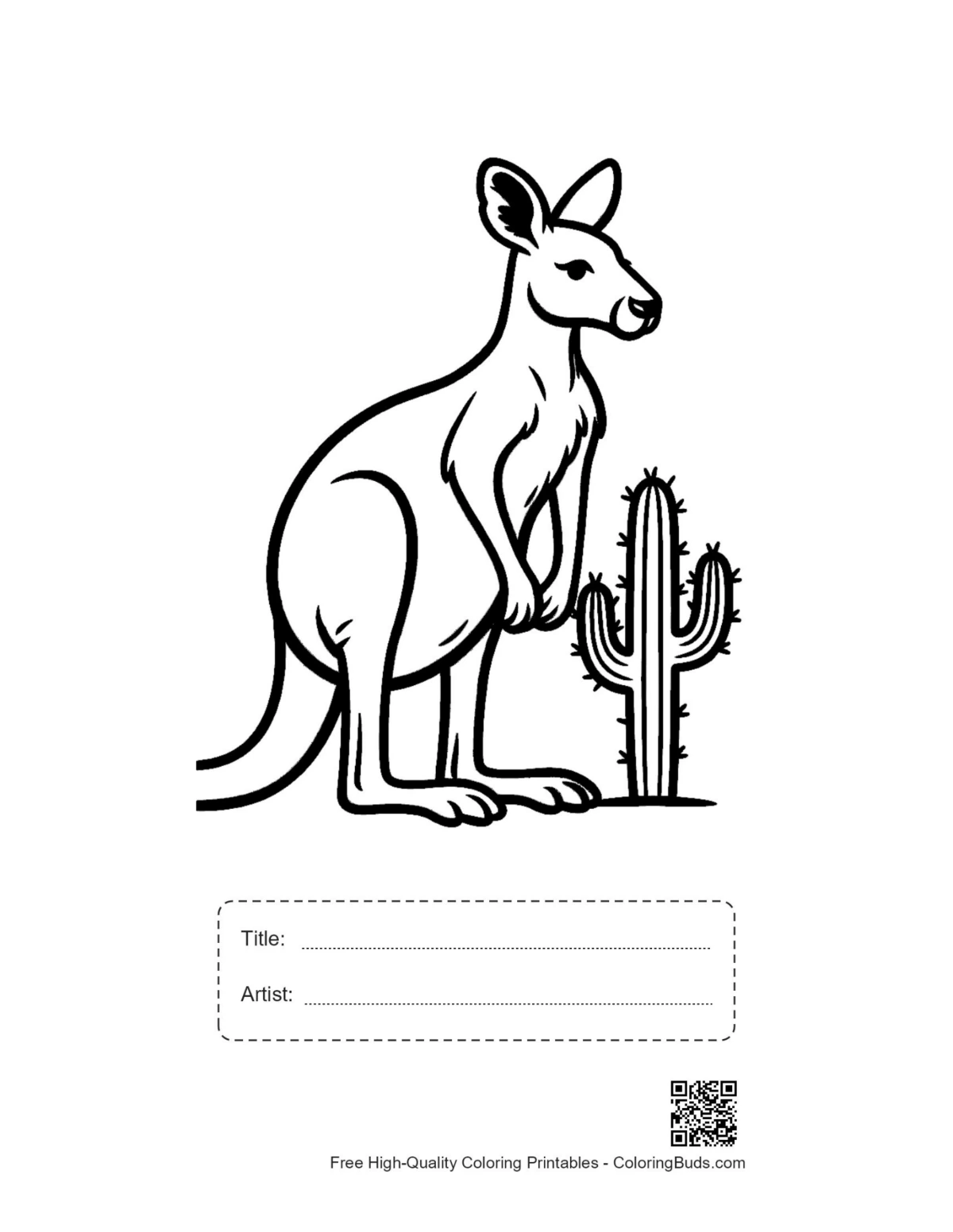 Kangaroo joey pouch desert printable with title box