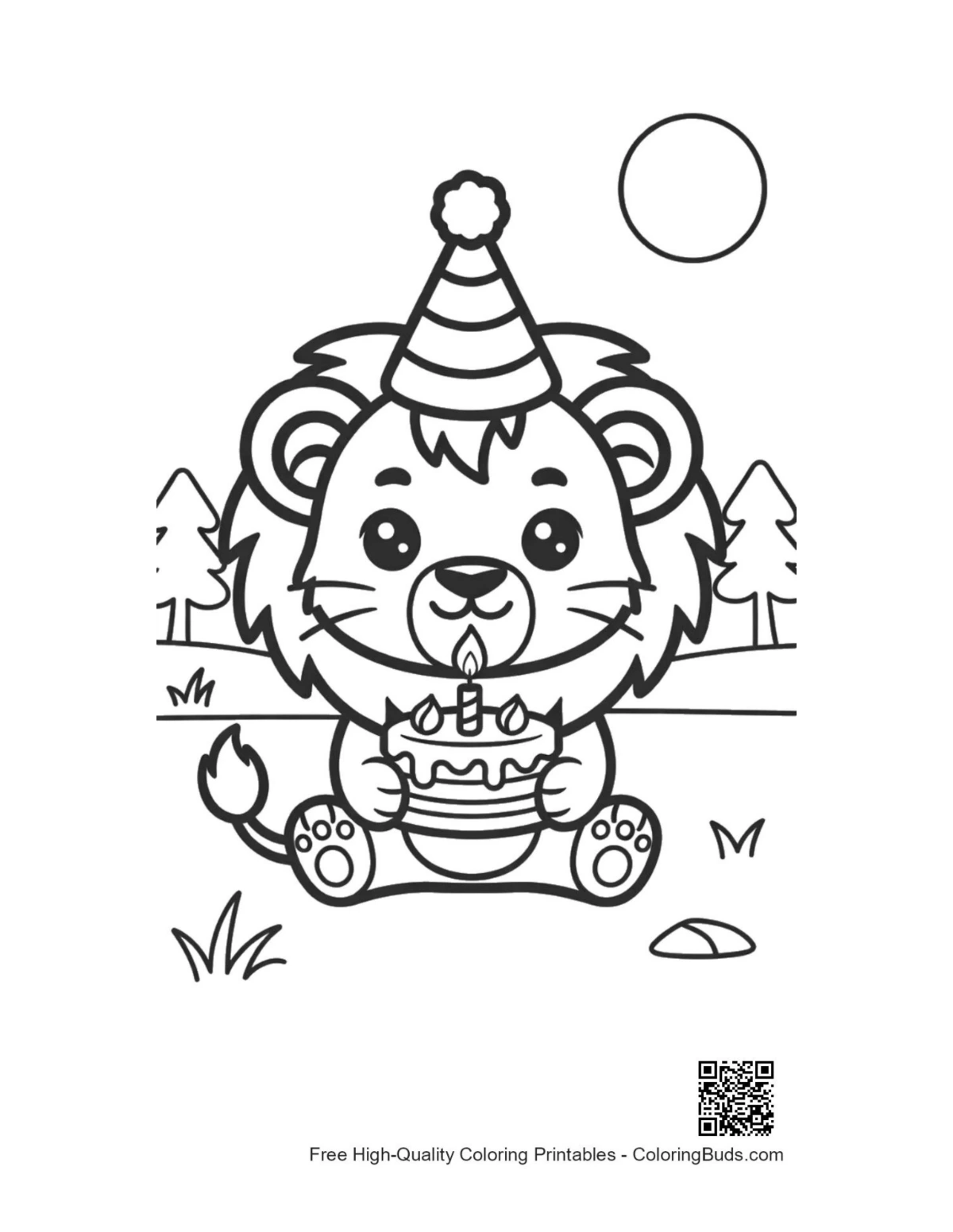 Cute lion cub printable coloring page