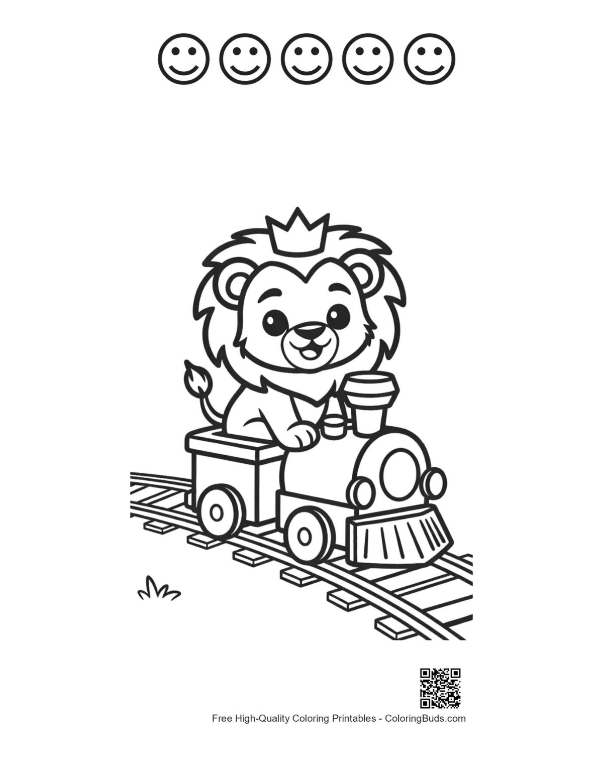 Happy lion cub train 5 happy face outlines