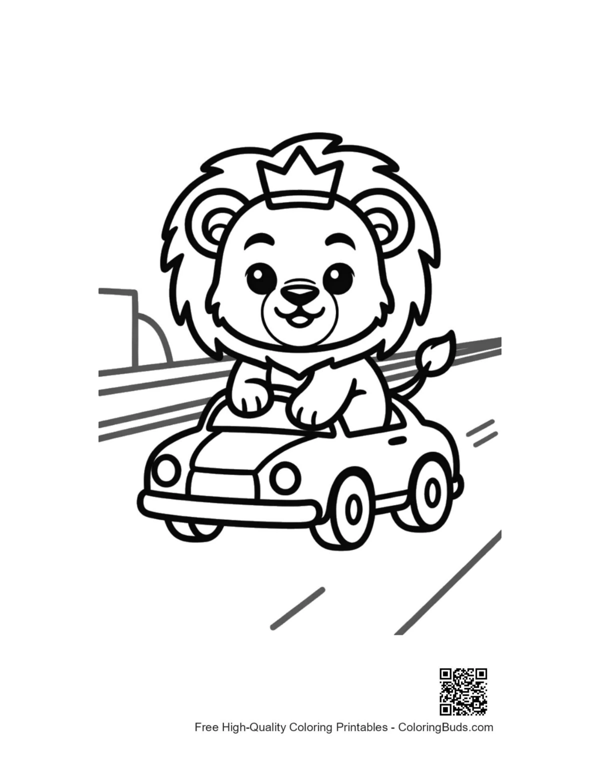 Cute lion cub coloring page printable