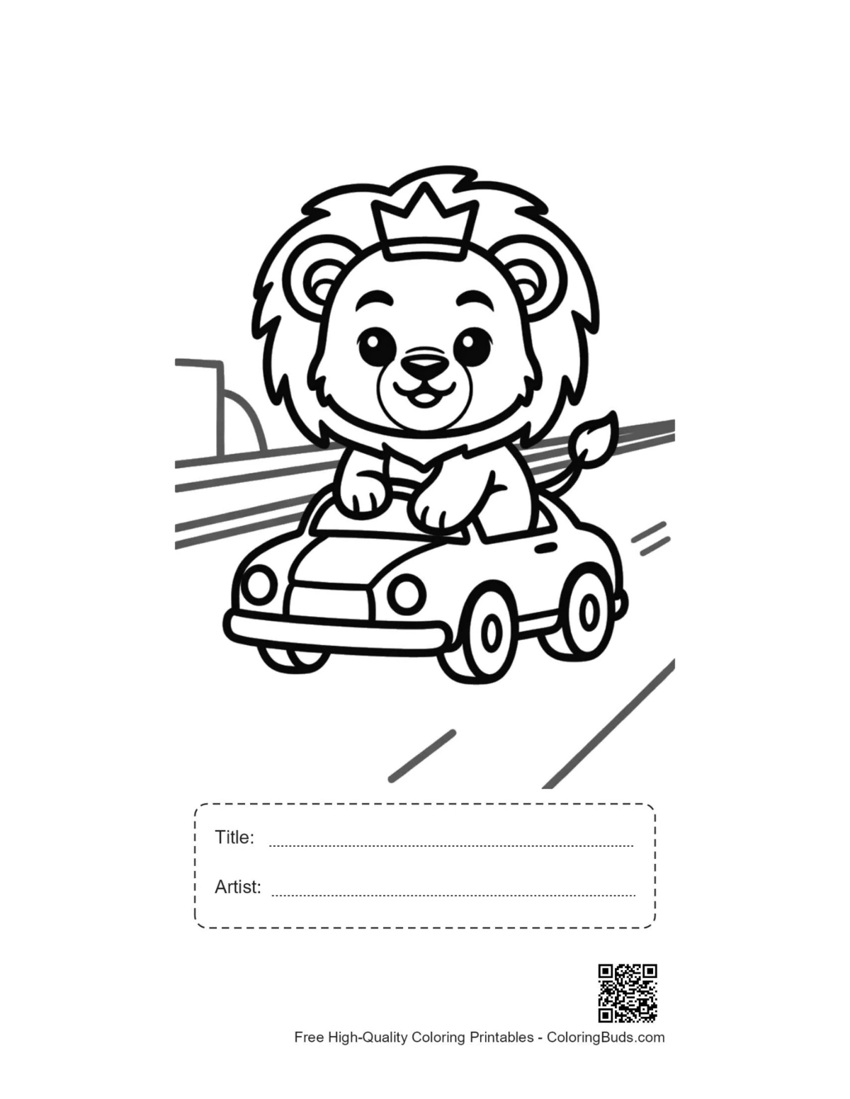 Lion cub printable with title artist box