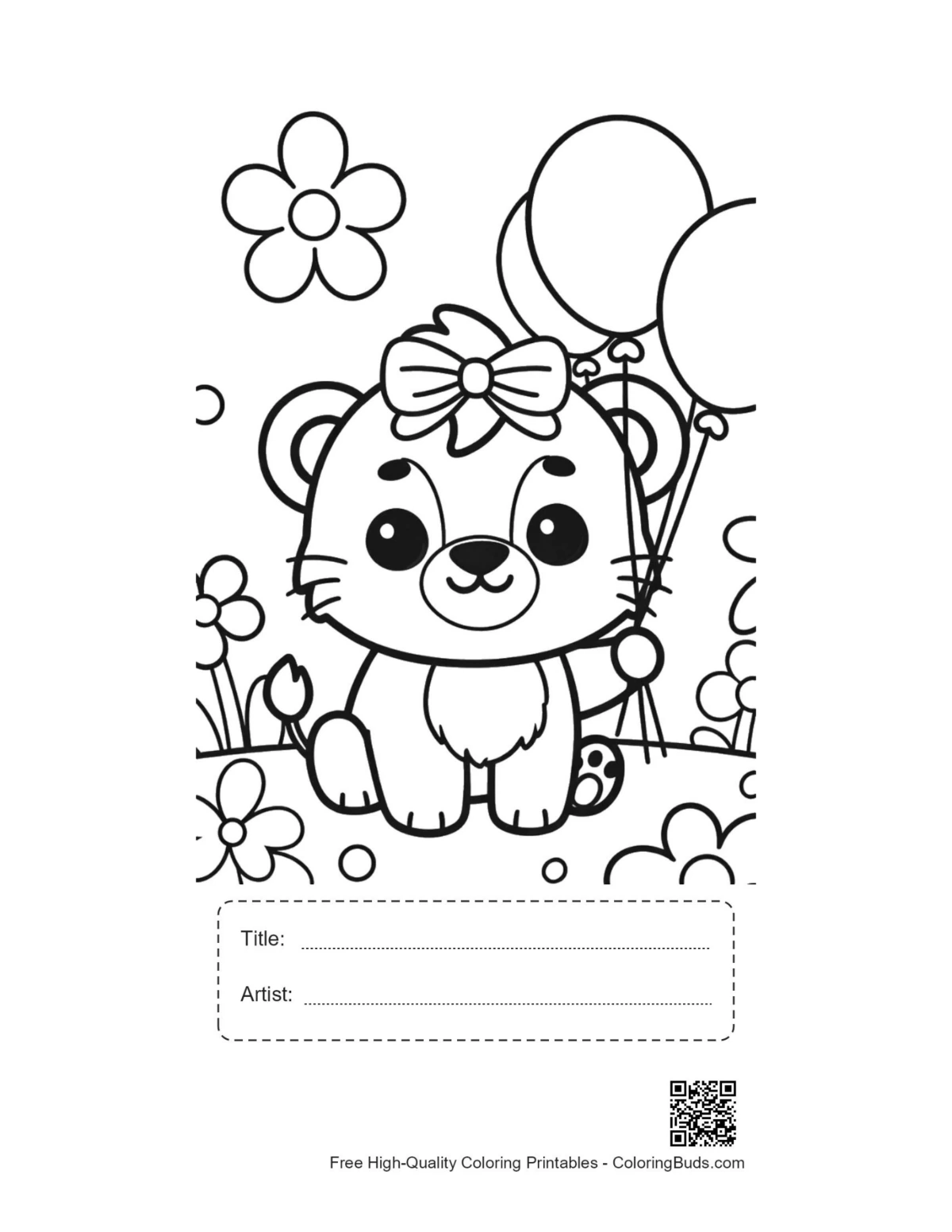 Cute lioness printable with title artist box