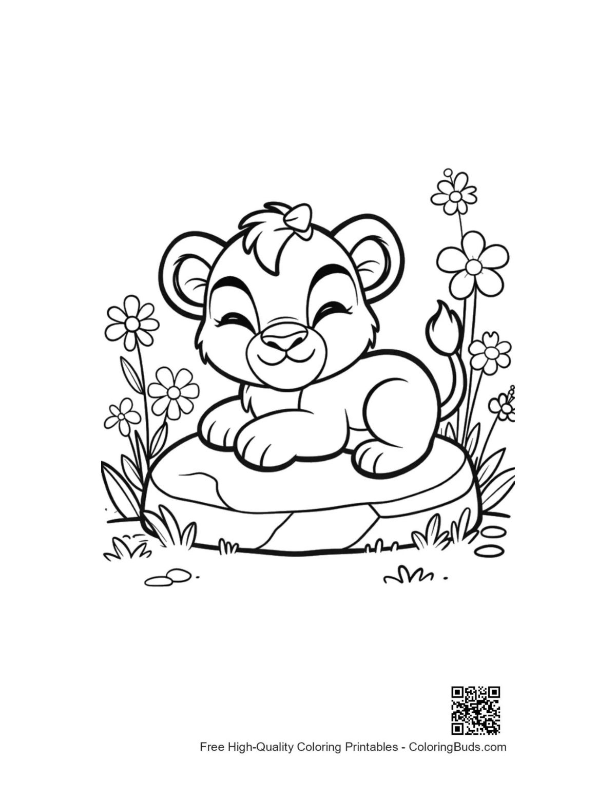 Easy lioness printable coloring page outline
