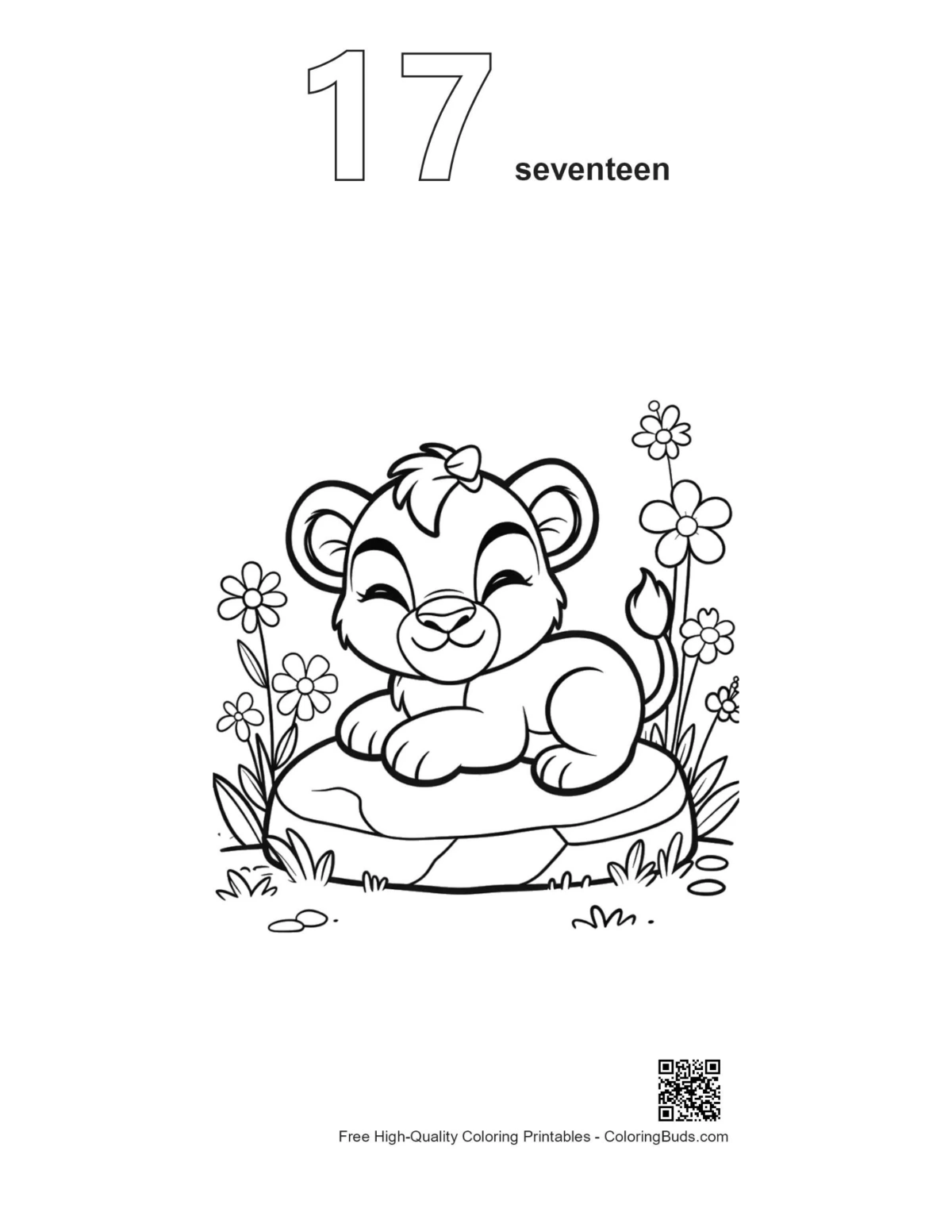 Easy lioness printable outline number 17