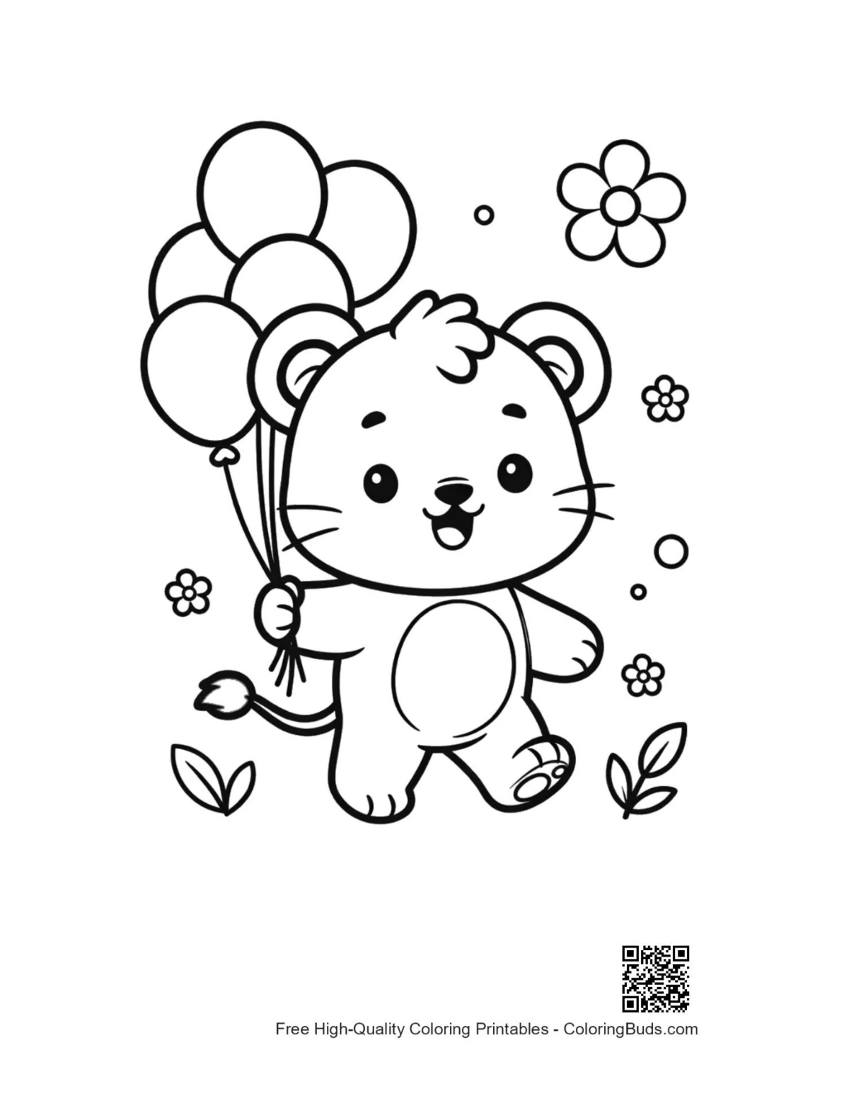 Lioness printable coloring page outline for kids