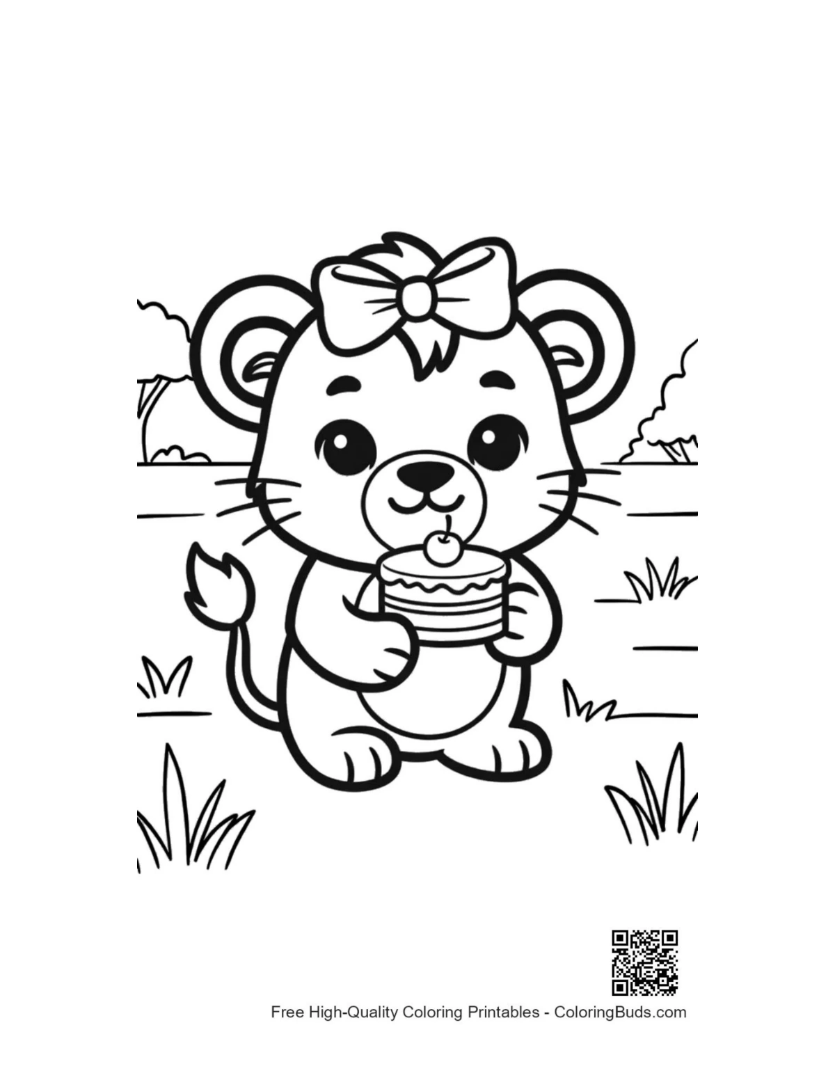 Lioness coloring page outline printable