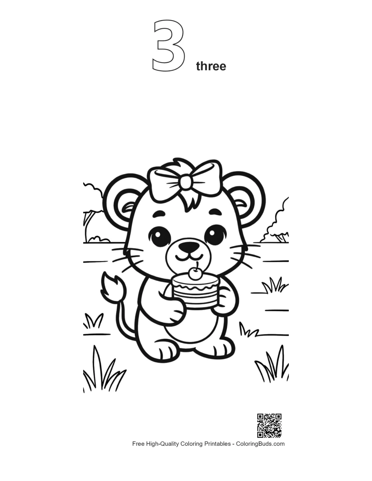 Third lioness coloring outline printable