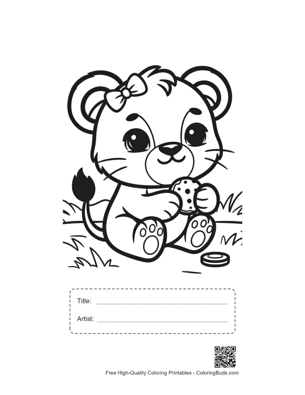 Lioness cub cookie forest printable with title box