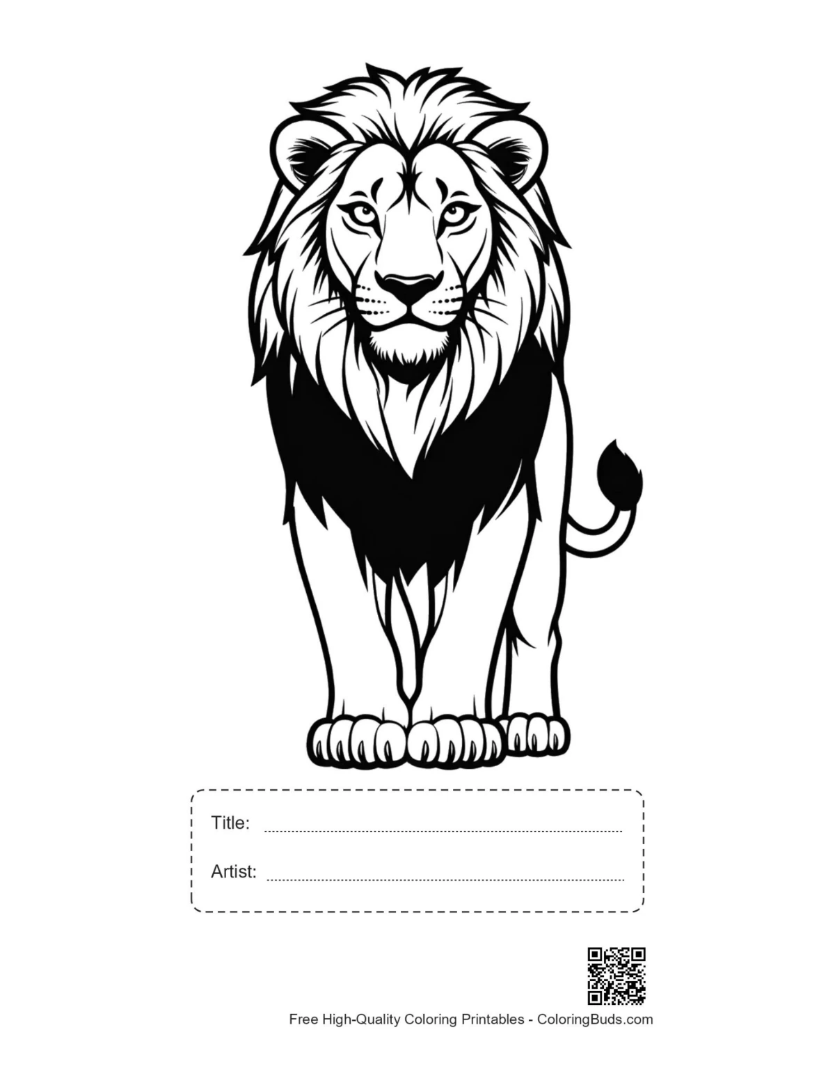 Majestic lion proudly printable with title artist box
