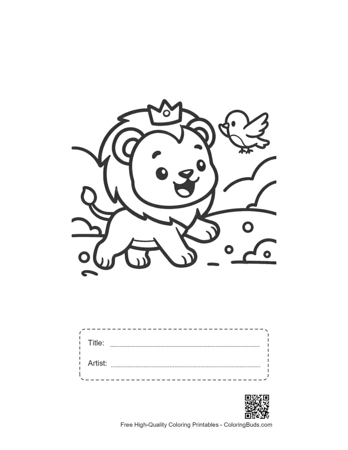 Cute lion king printable with title artist box