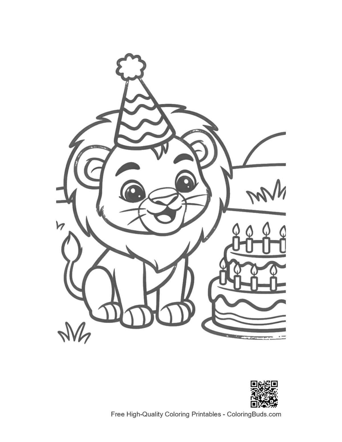 Cute male lion printable coloring page