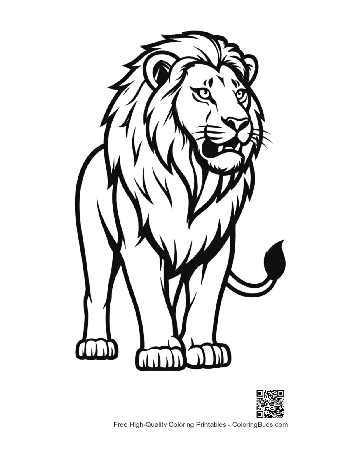 Fierce roaring male lion printable coloring page