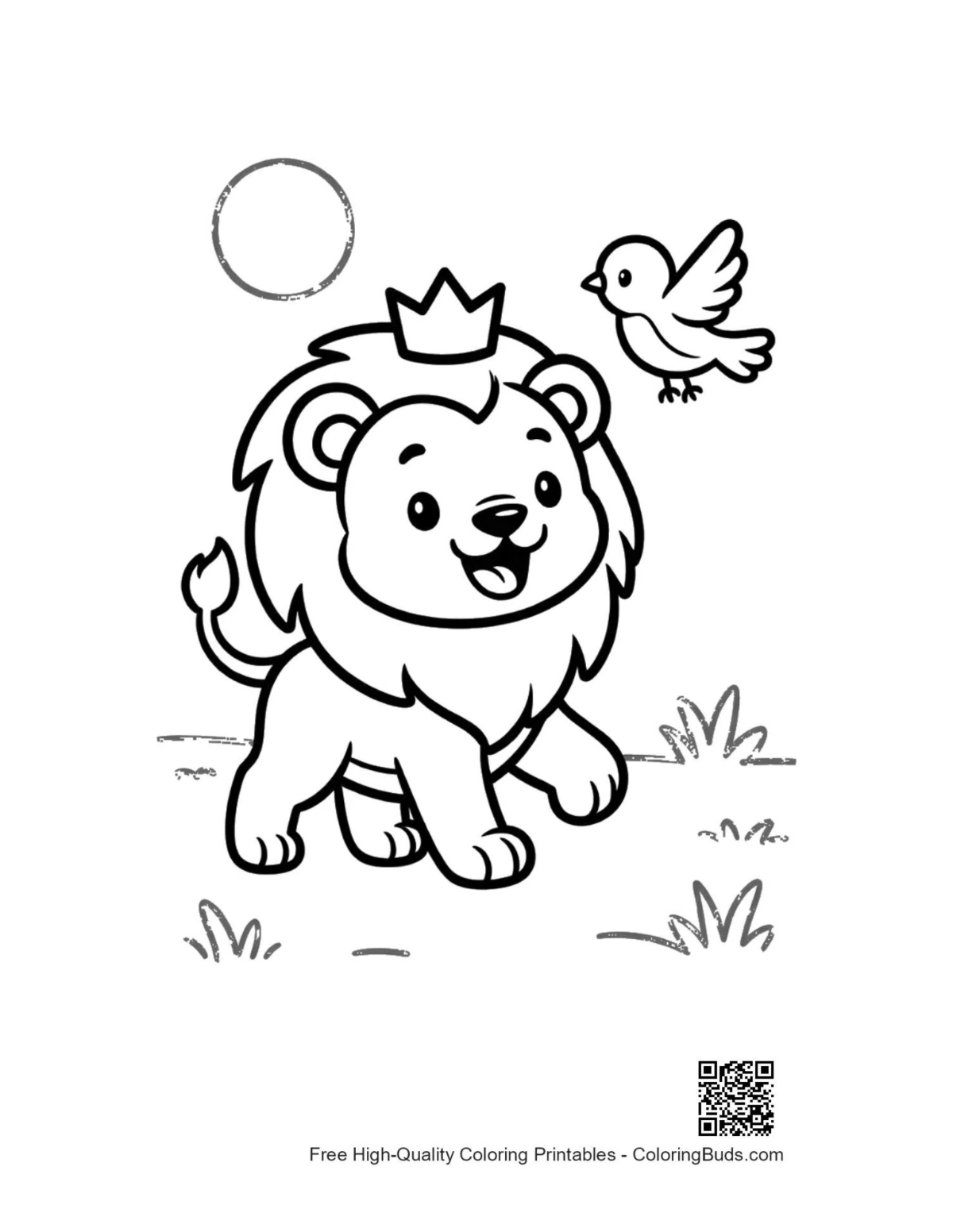 Free male lion printable coloring page outline