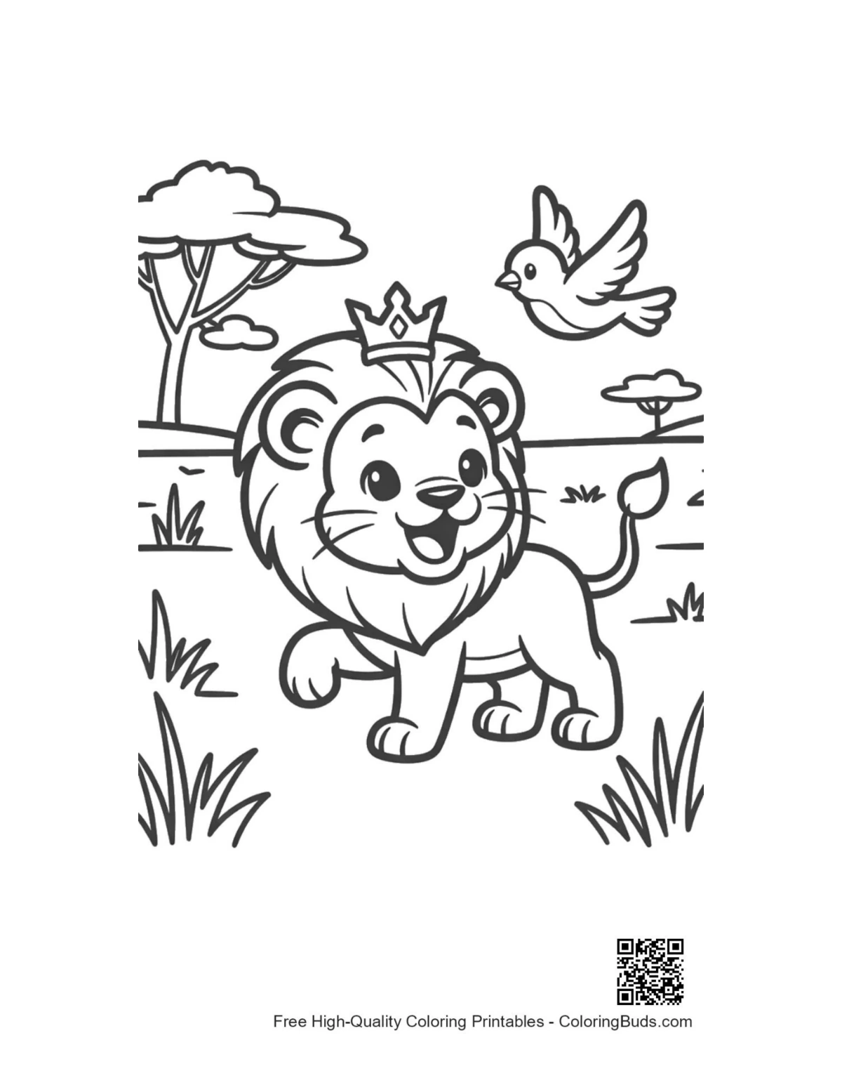 Male lion outline coloring page printable