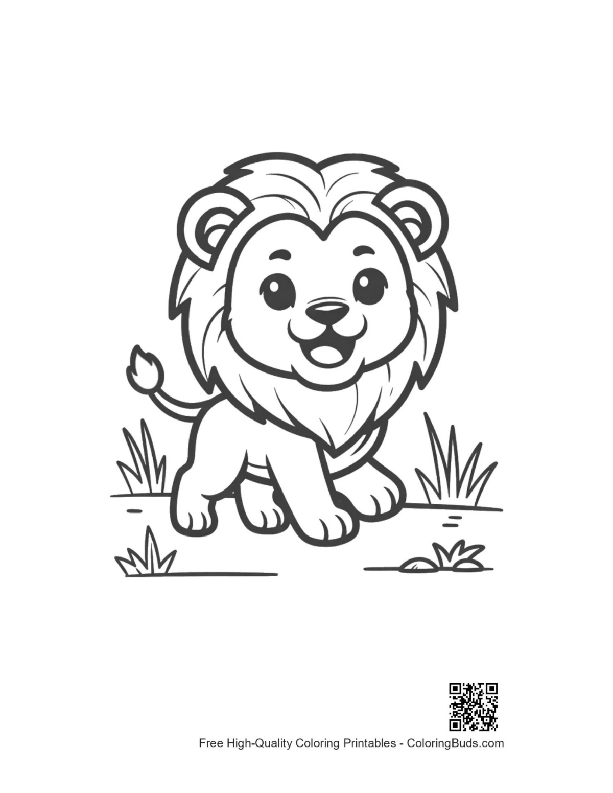 Male lion printable coloring page for kids