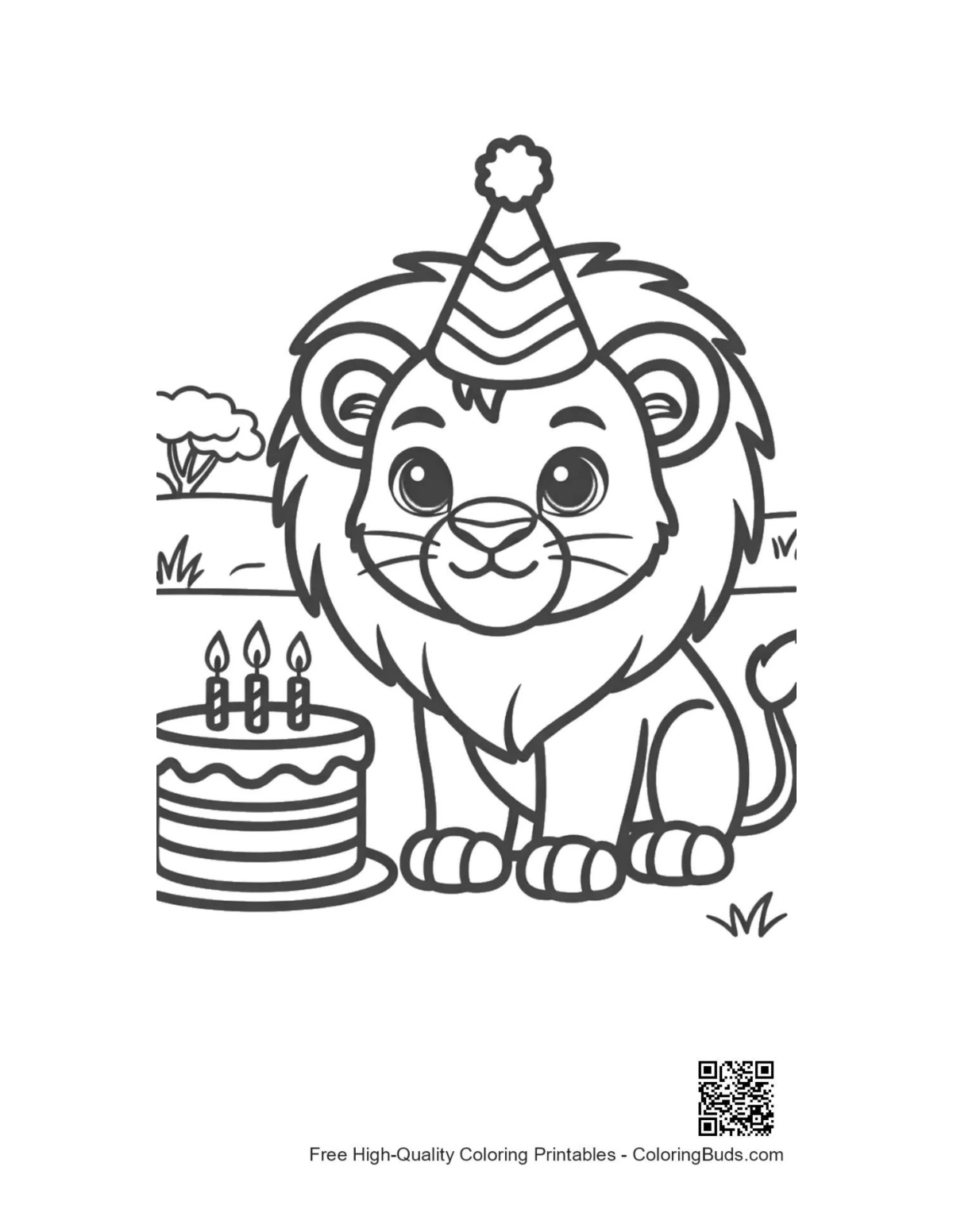Printable male lion outline coloring page