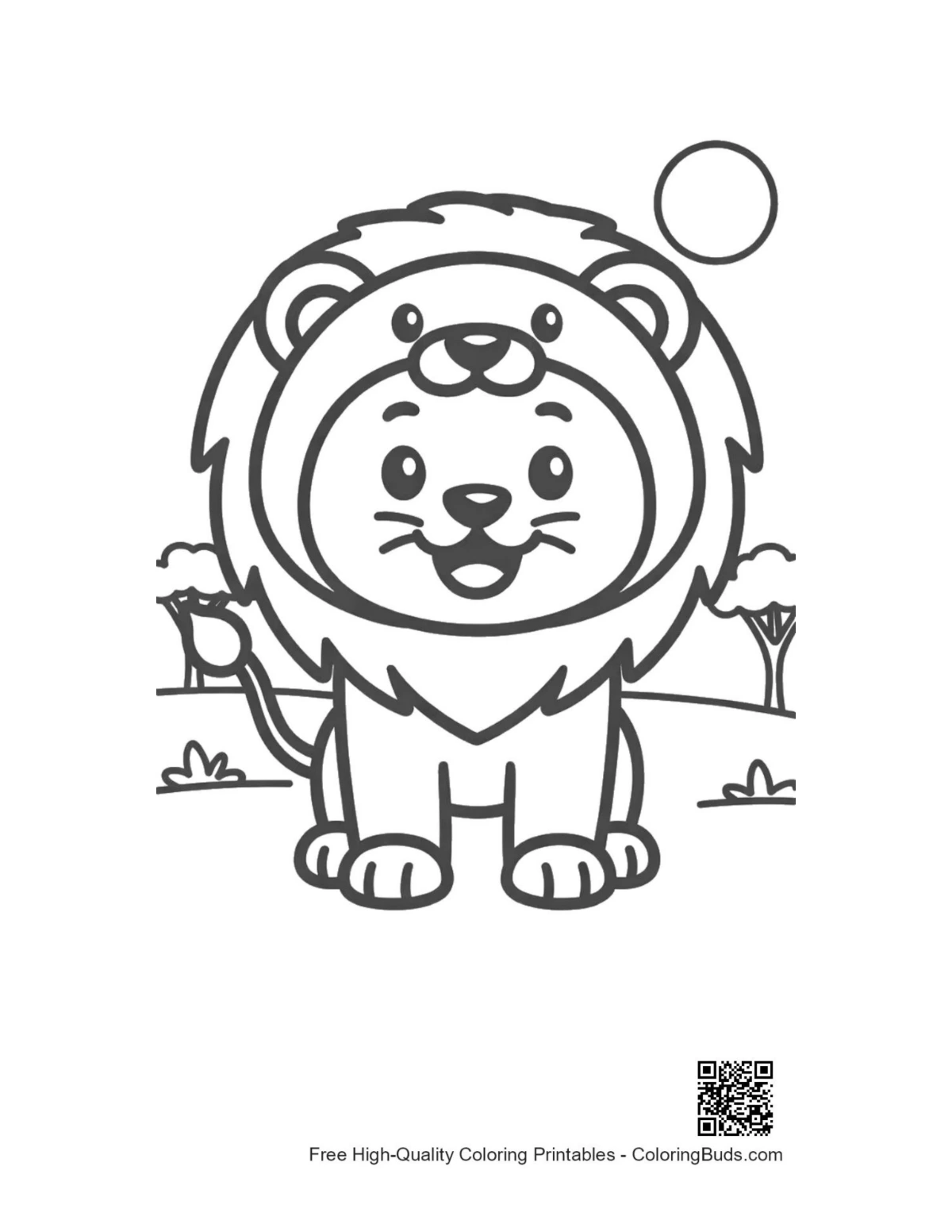 Male lion outline coloring page printable