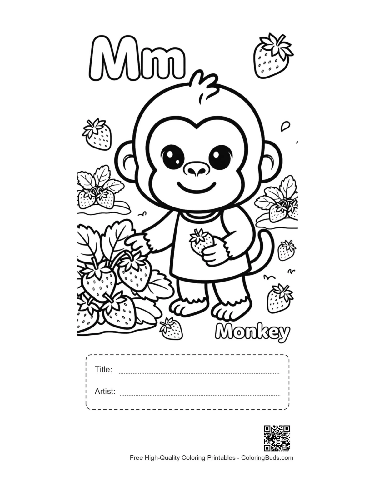 Chimp strawberry patch printable with title artist box