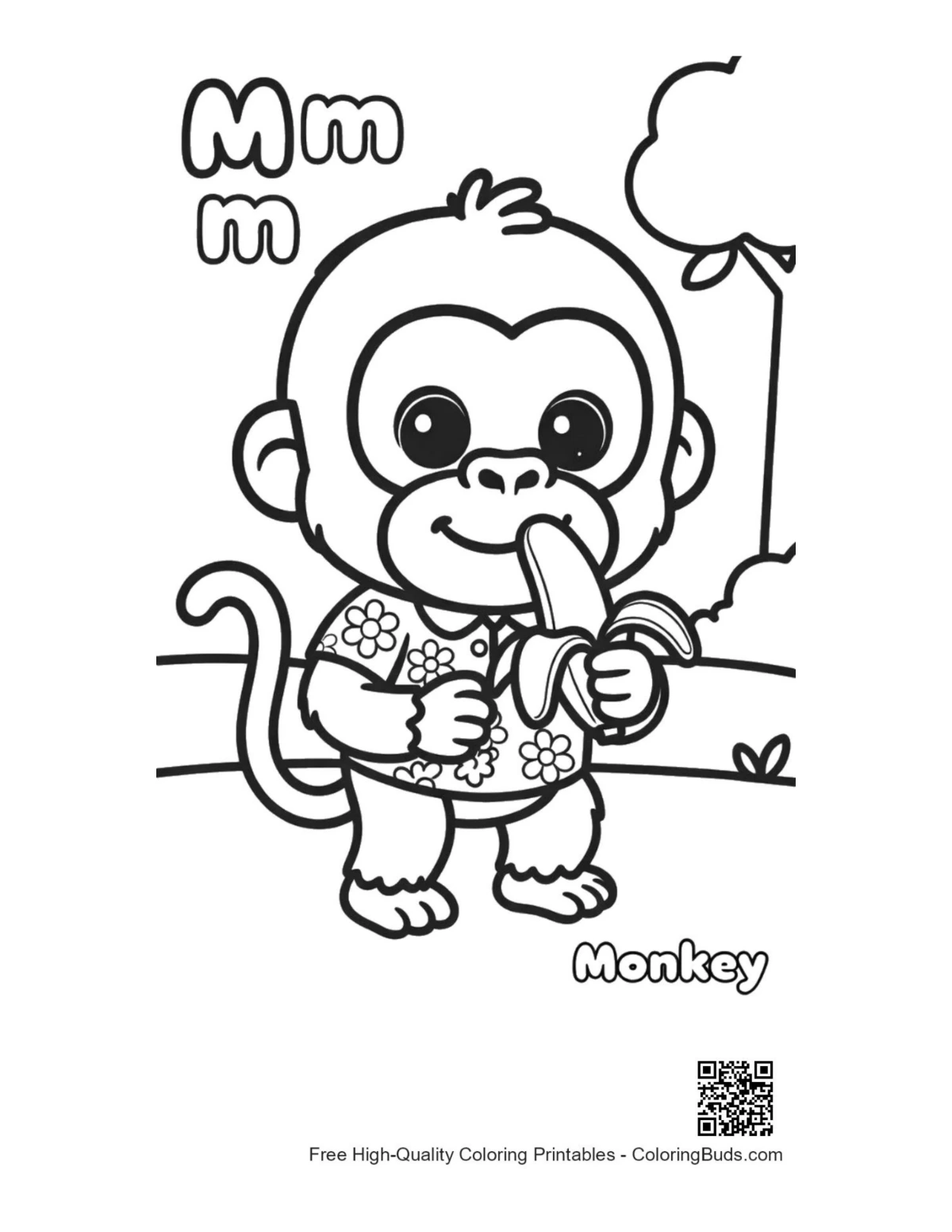 Printable chimpanzee coloring page outline