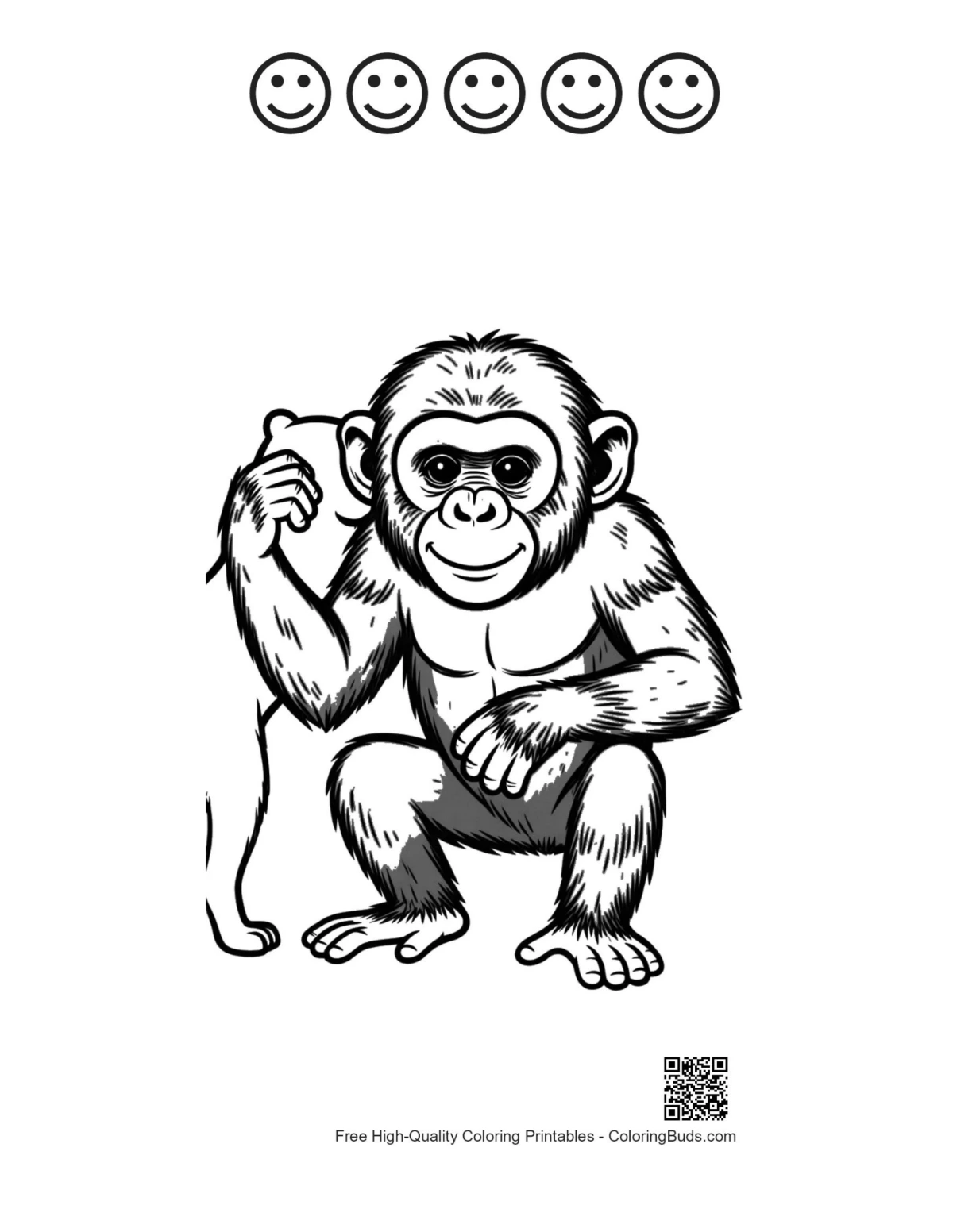 Chimpanzee teddy bear happy faces outline