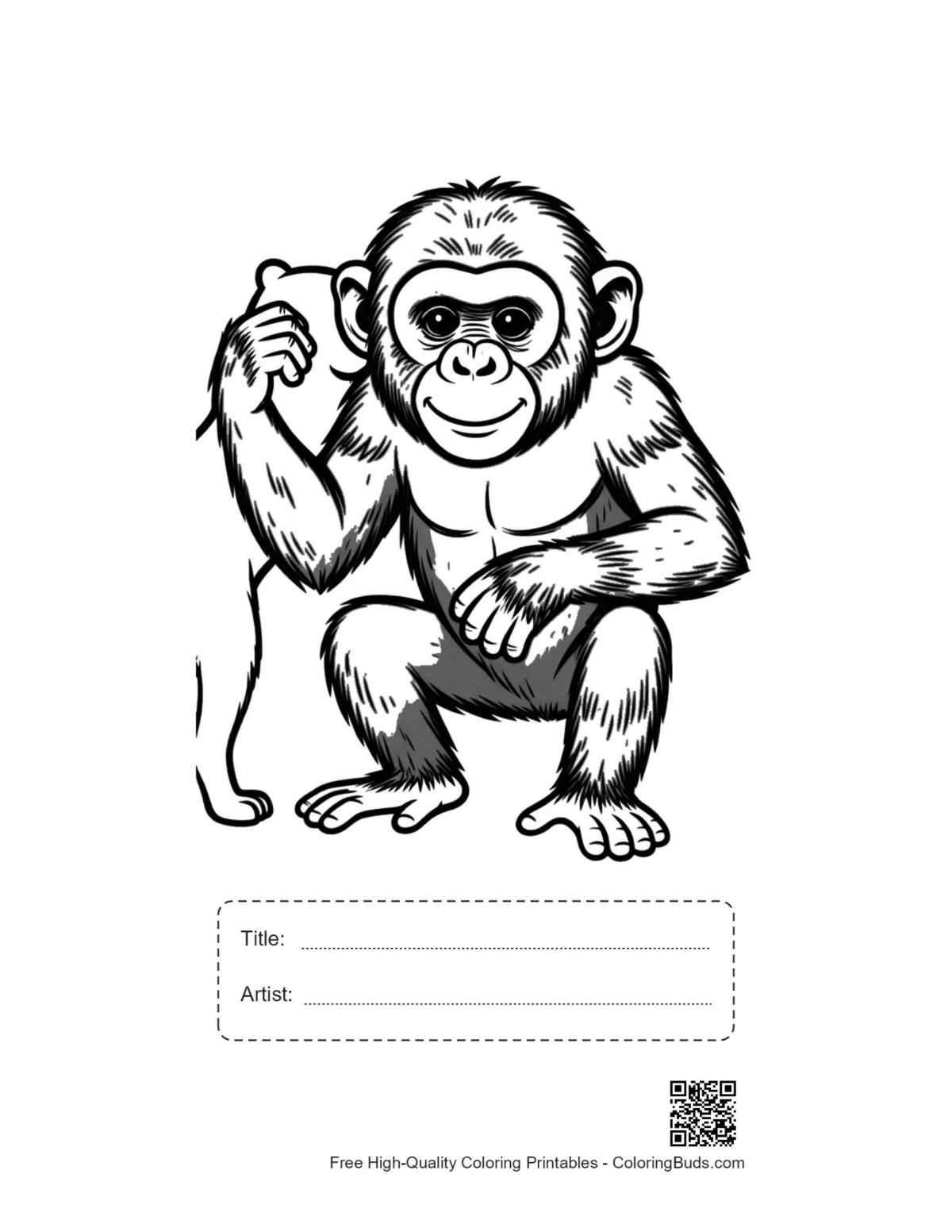 Chimpanzee teddy bear printable with title box