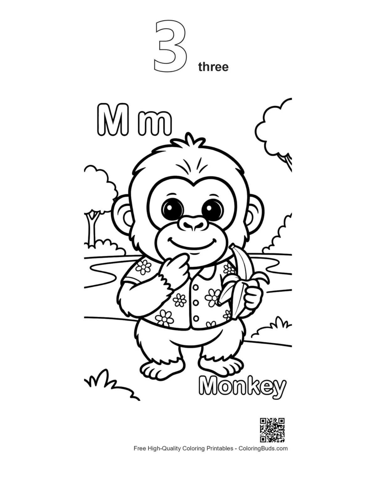 Chimpanzee coloring page outline version number 3 printable
