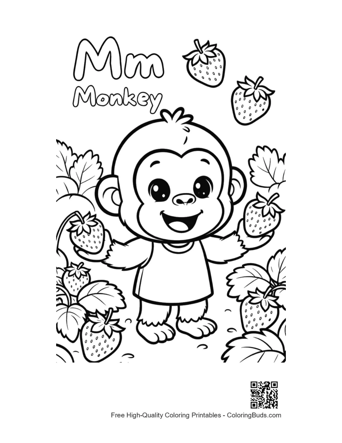 Cute chimpanzee outline printable coloring page