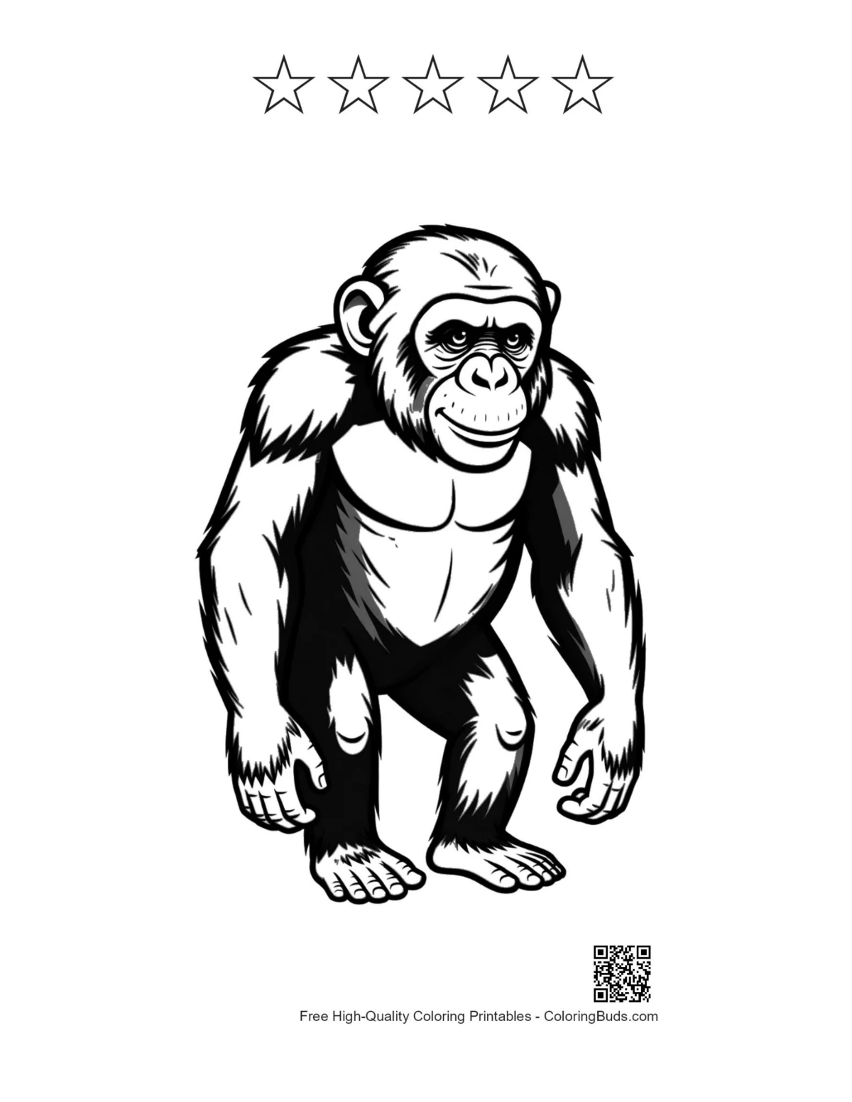 Muscular chimpanzee with 5 star outline