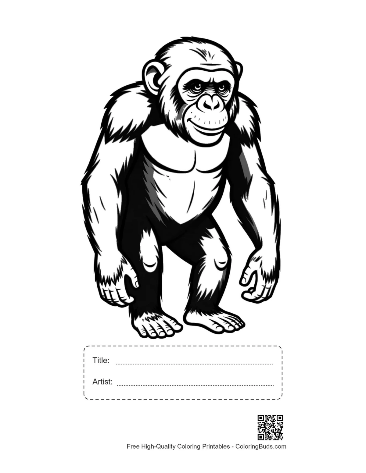 Muscular chimpanzee printable with title box