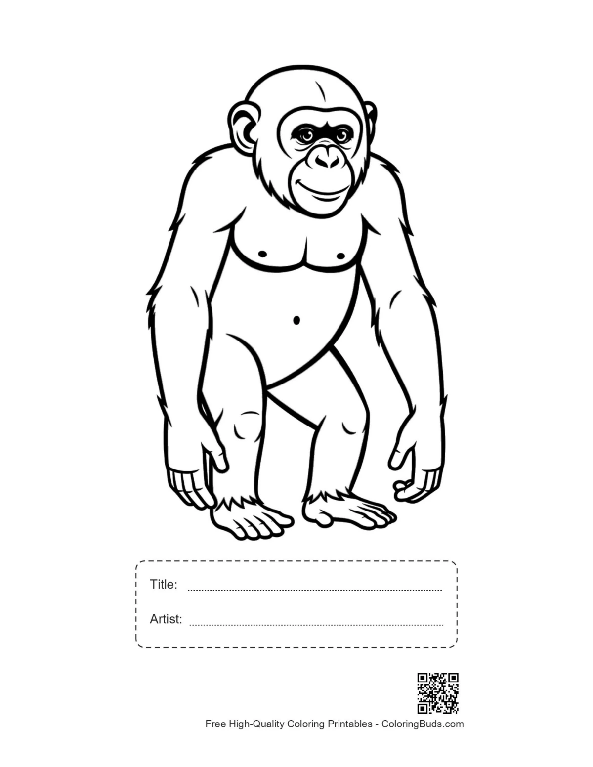 Chimpanzee printable with title box