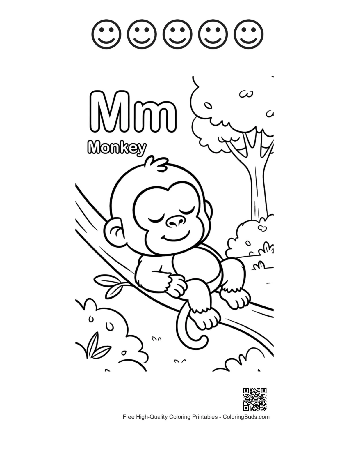 Tired chimp vine printable 5 happy faces