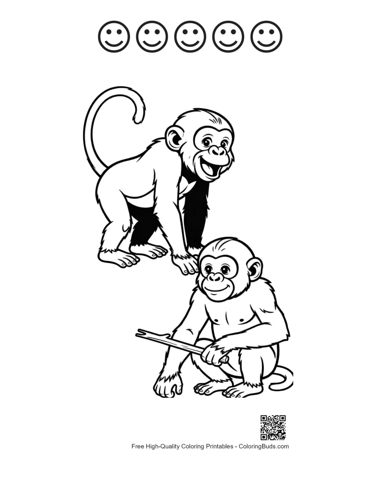 Chimpanzees with happy faces printable