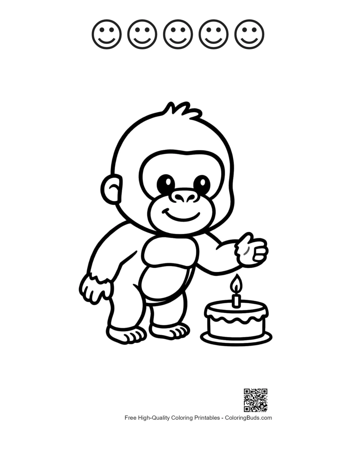 Gorilla cake wish with 5 happy faces printable