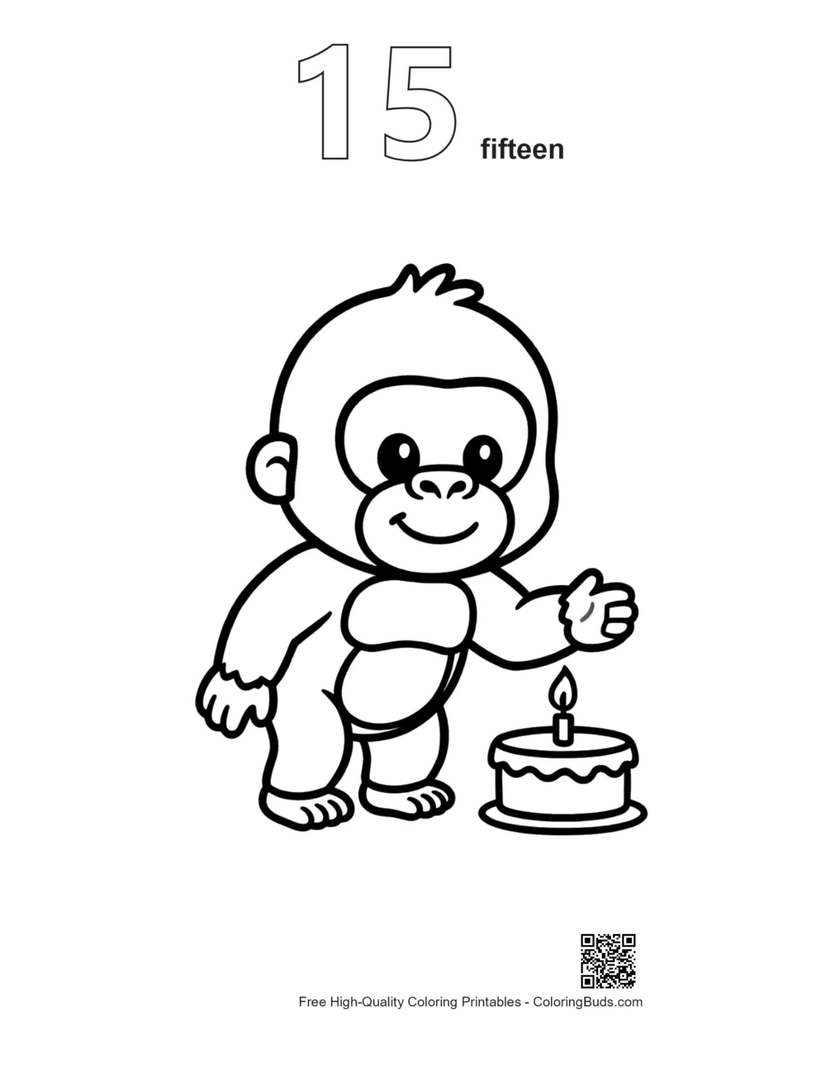 Gorilla cake wish outline number 15 printable