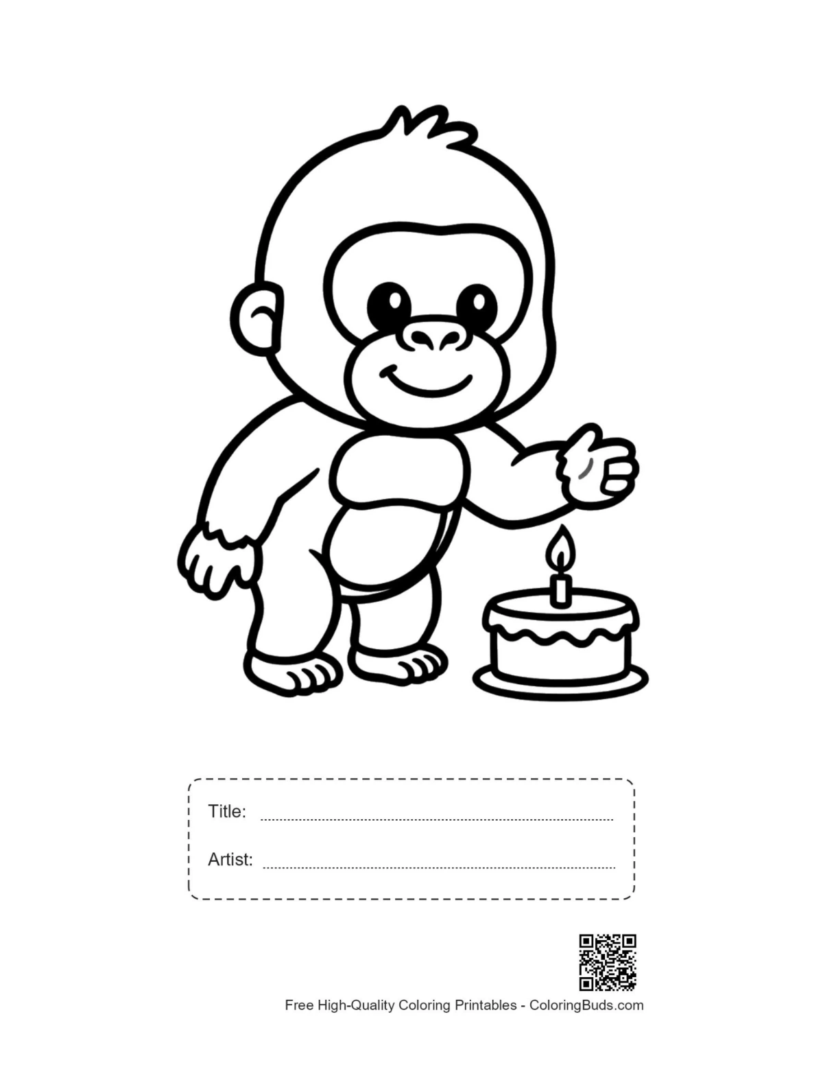 Gorilla wish on cake printable with title box