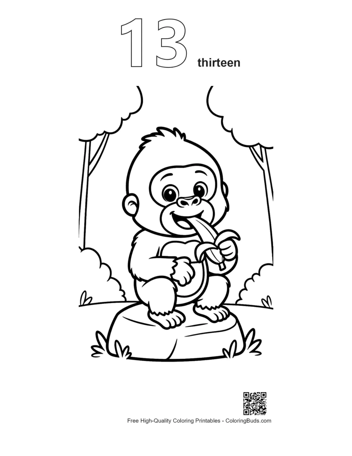 Ung gorilla utskriftskontur nr. 13