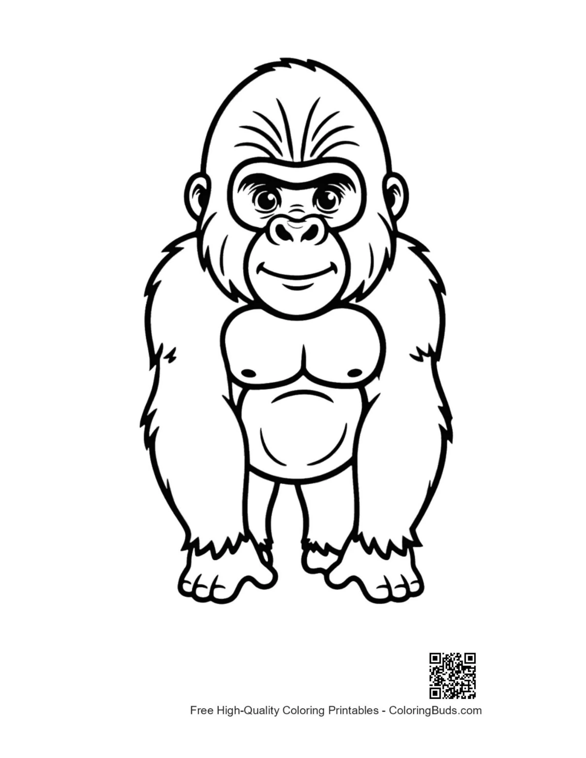 Adorable cute cartoon gorilla smiling illustration