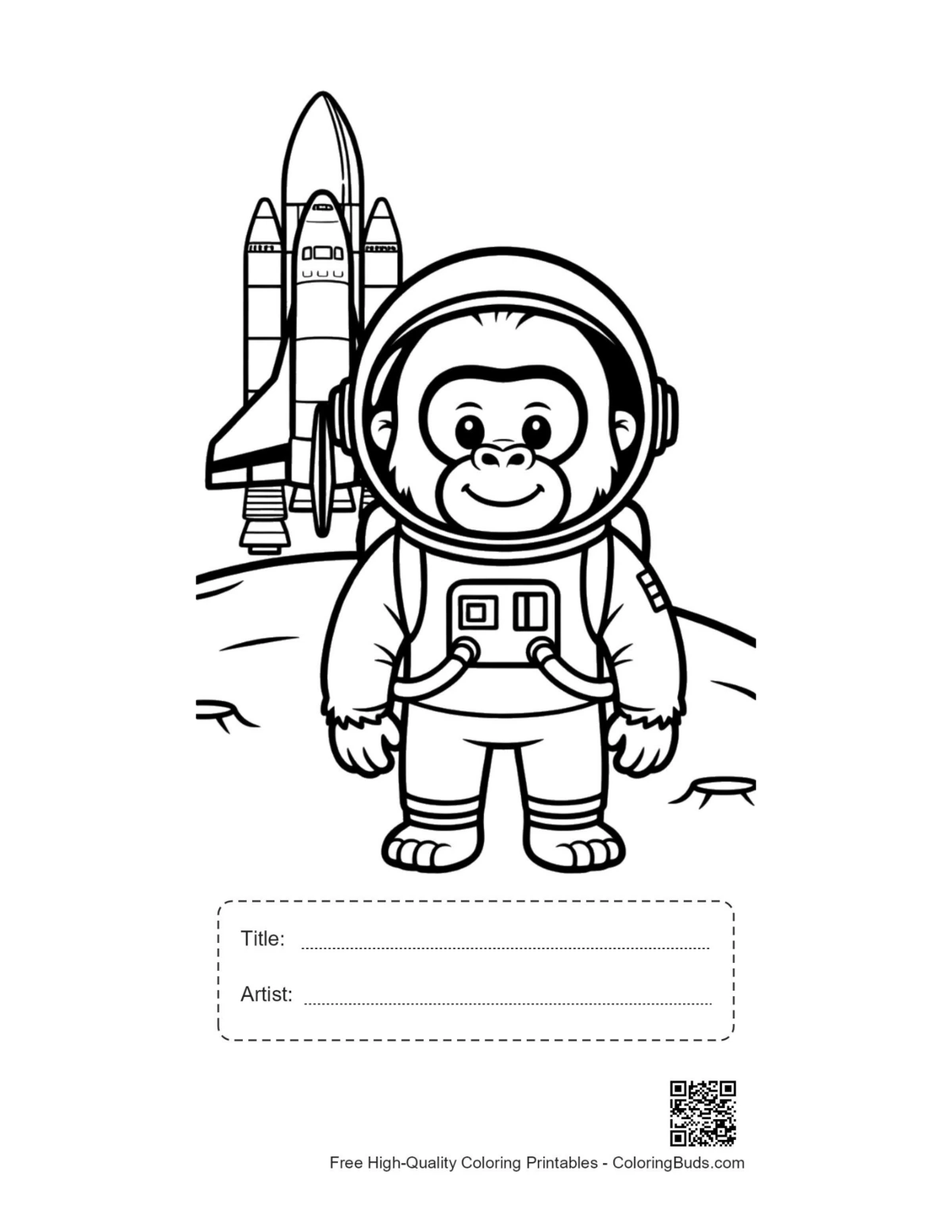 Easy gorilla printable with title and artist box