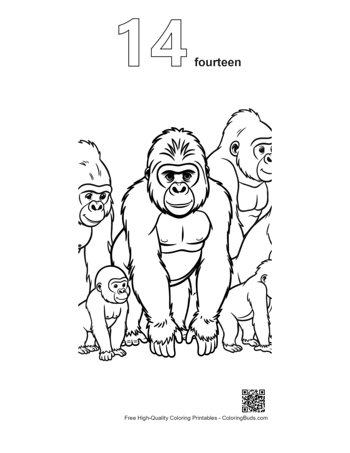 Gorilla family coloring page number 14