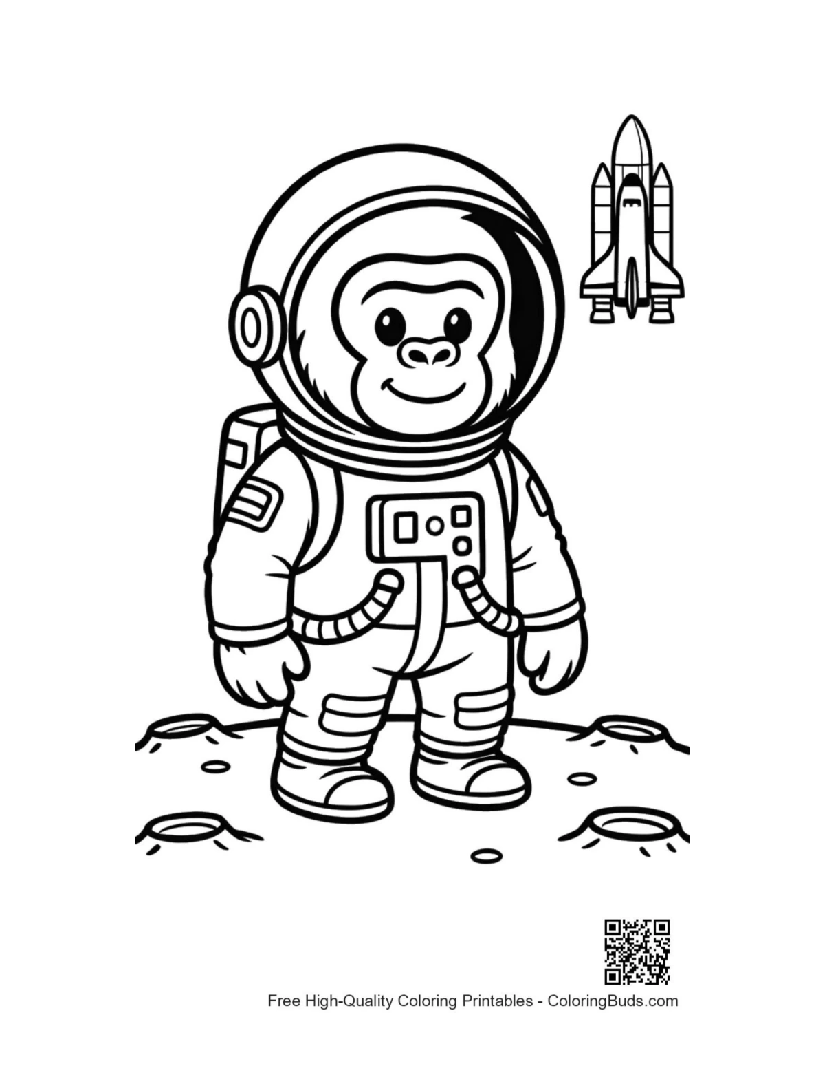 Printable gorilla coloring page outline