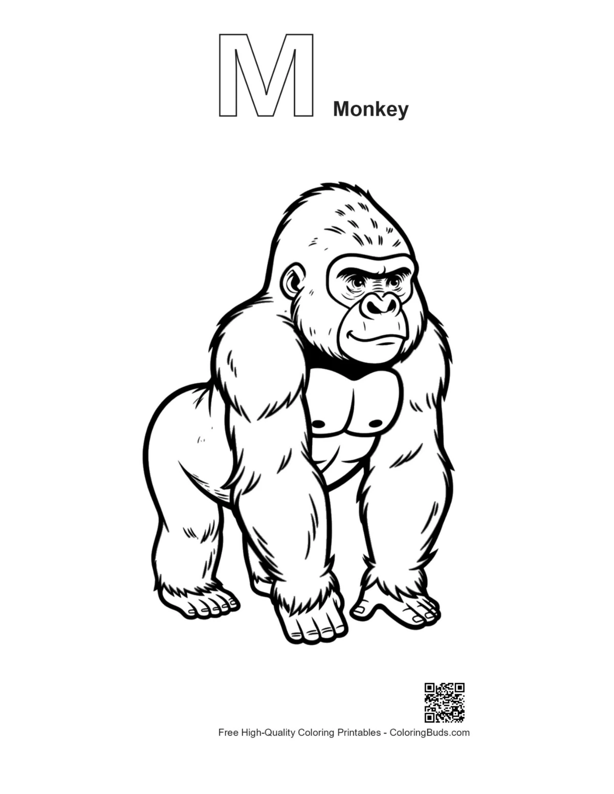 Gorilla outline with M monkey alphabet