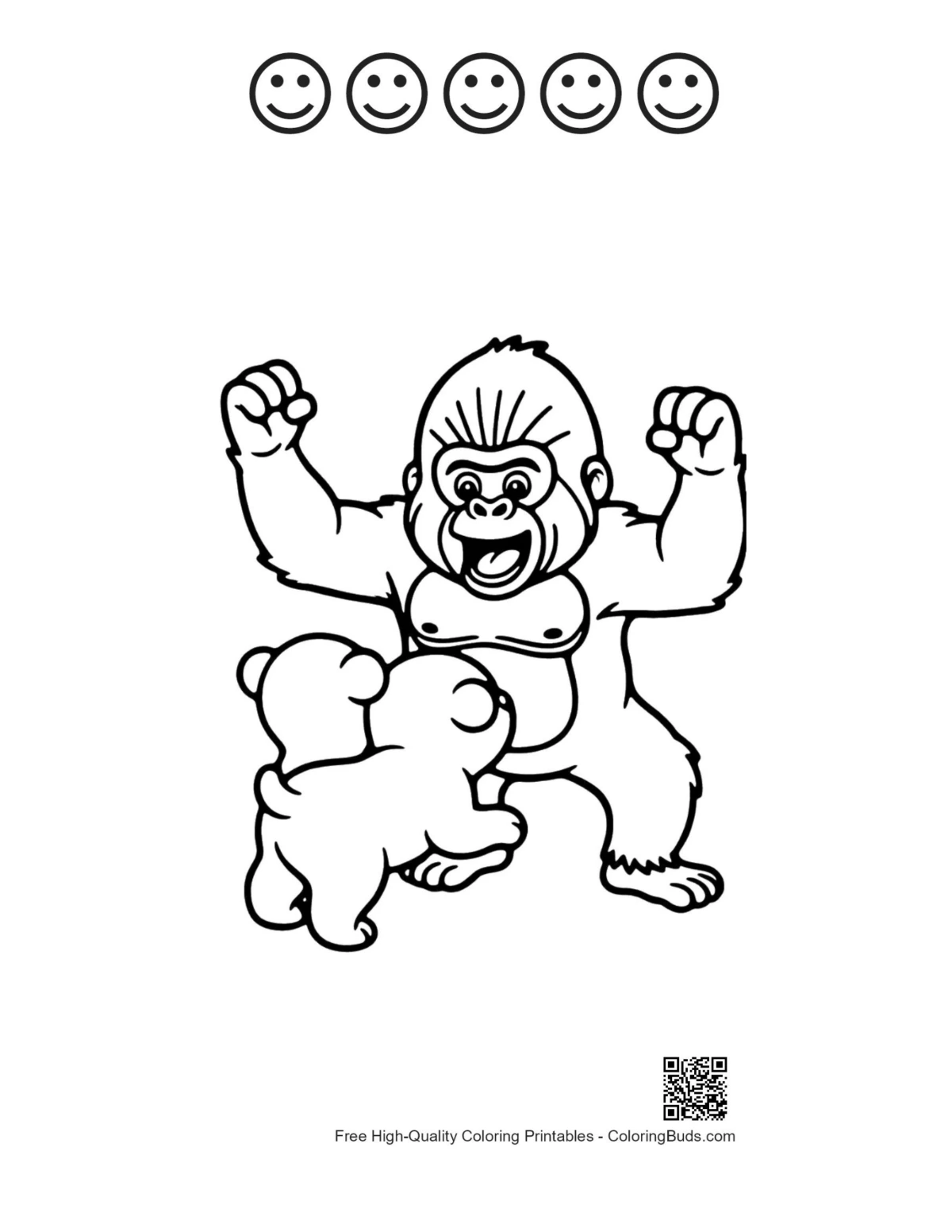 Gorilla printable with happy faces