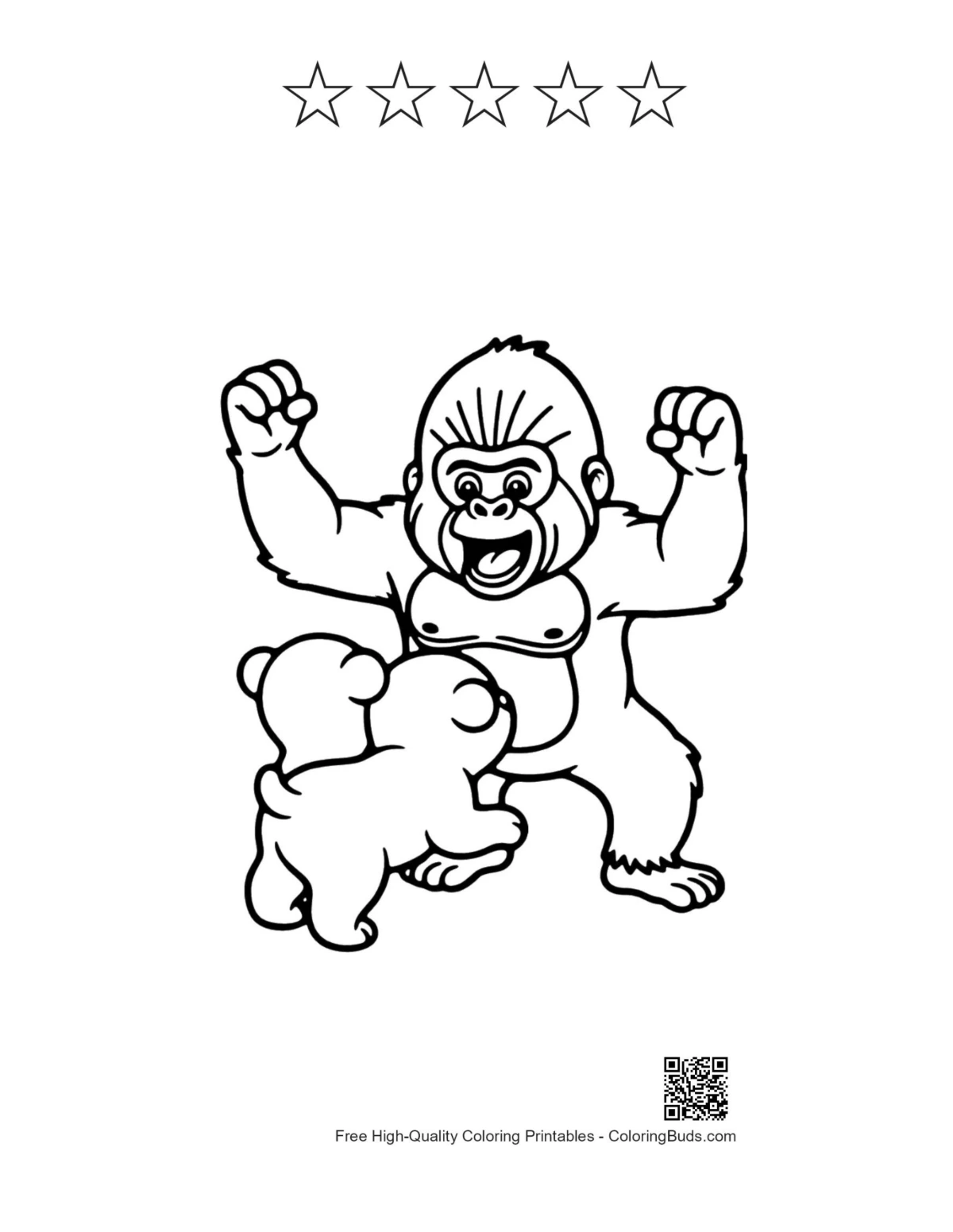 Gorilla printable with star outlines