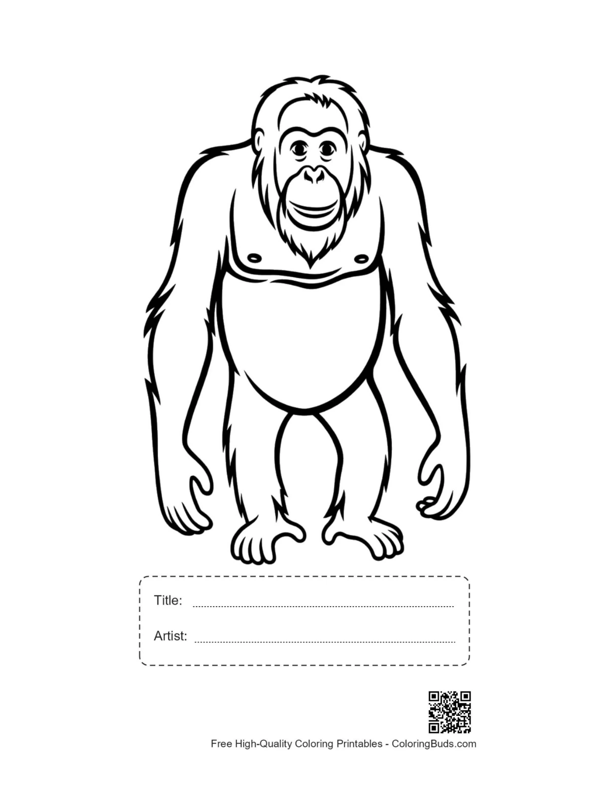 Orangutan printable with title and artist box