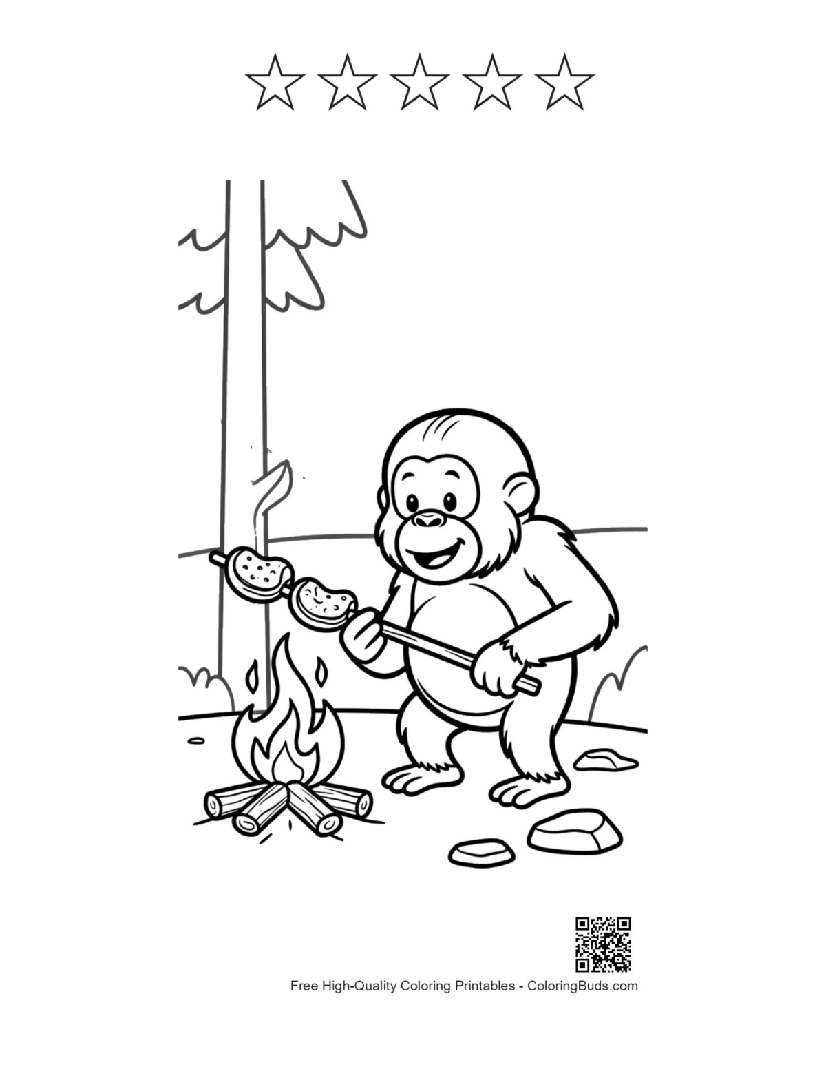 Orangutan marshmallows printable with 5-star outlines