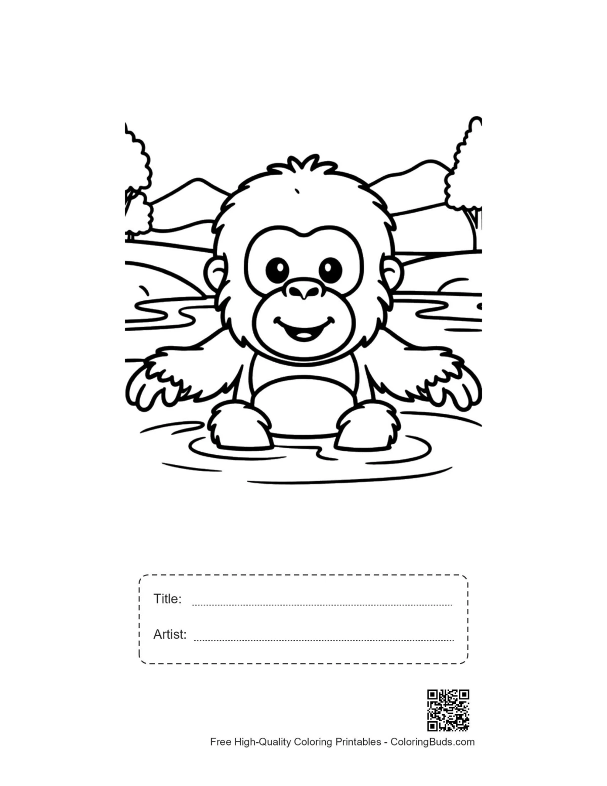 Cute orangutan stream printable with title box